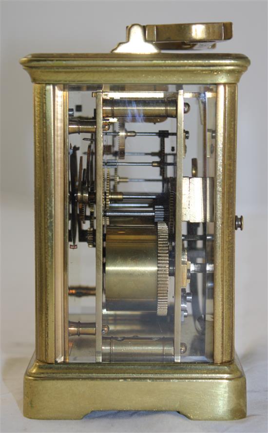 A French gilt brass carriage clock, 17cm